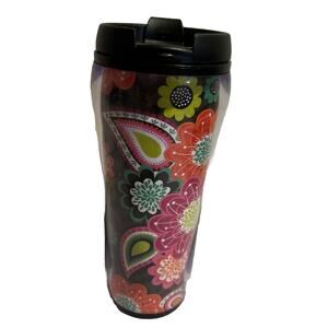 VERA BRADLEY insulated Travel Mug with flip top sealing lid Floral NWOT